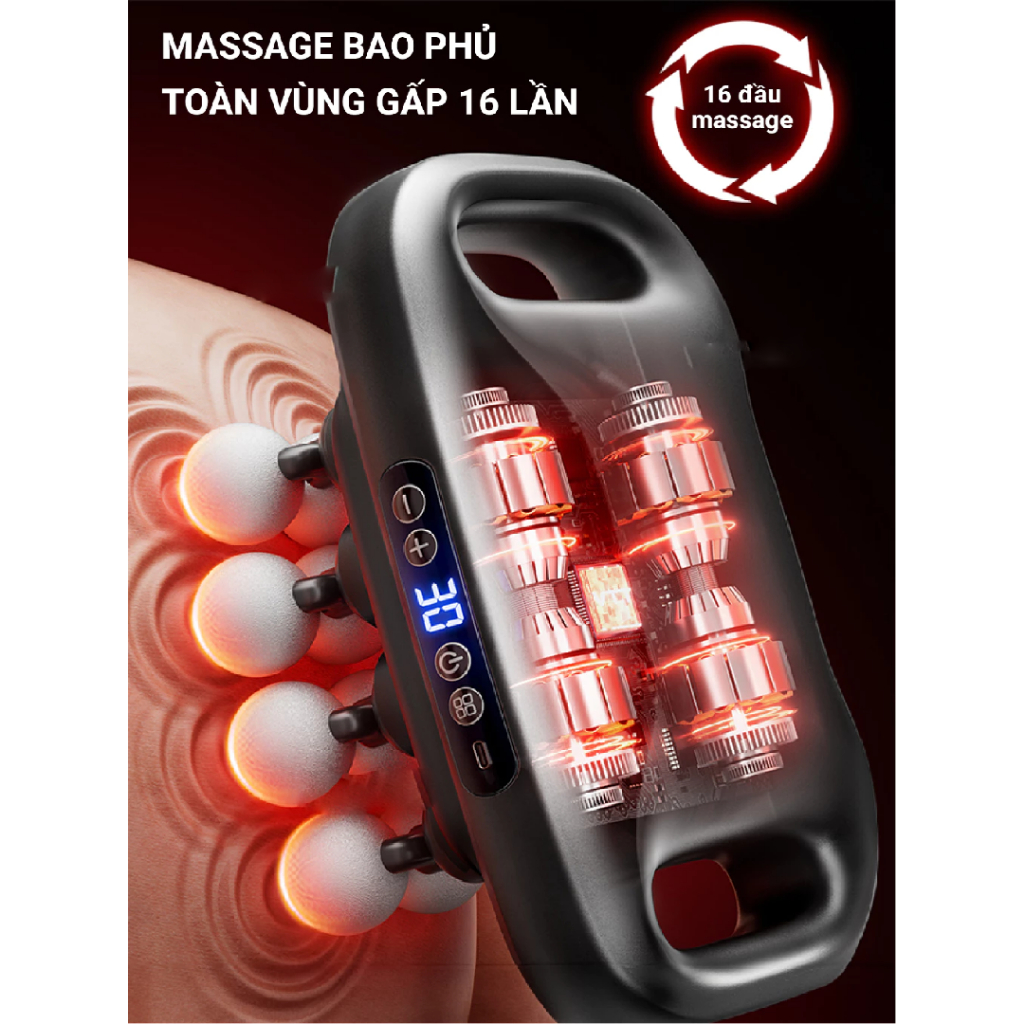 Máy massage cầm tay, máy mát xa 16 đầu  massage toàn thân , CỔ VAI GÁY giúp giảm nhức mỏi cơ BH 12TH | BigBuy360 - bigbuy360.vn