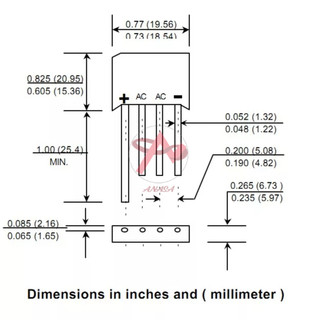 Diode chỉnh lưu cầu 4A Dẹt ( KBL406 4A 600V)