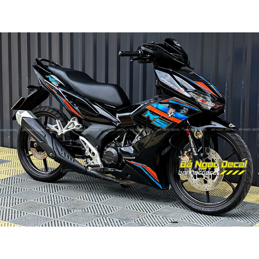 Tem rời Rs Cam Xanh dán xe Winner X V2 màu Đen Bóng