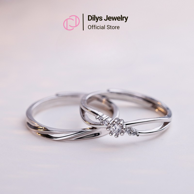 [Set Quà] Bộ Nhẫn Đôi Nam Nữ Titanium Không Gỉ Thiết Kế Đính Đá Cao Cấp Có Thể Điều Chỉnh Vừa Size Tay - NH10