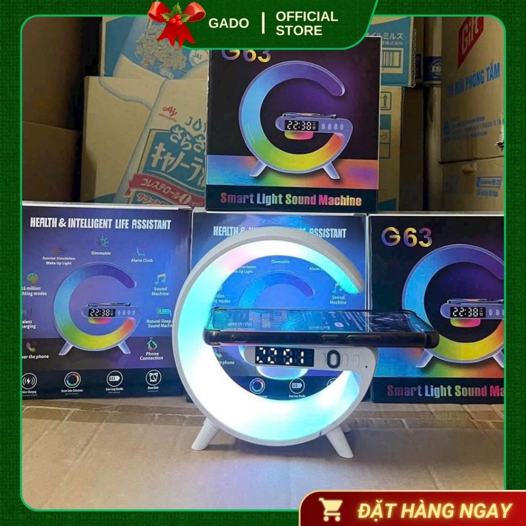 Loa Bluetooth G63 GADO OFFICIAL STORE Đồng Hồ Báo Thức Sạc Thông Minh Không Dây Loa Bluetooth Có Đèn