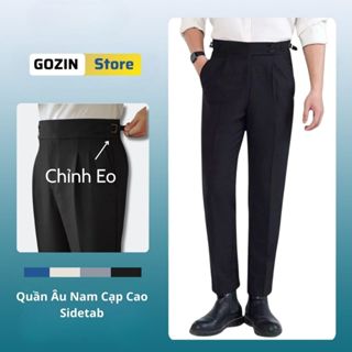 Quần Âu Nam Sidetab GOZIN STORE 2 khuy suông đen, quần âu nam hàn quốc lưng cao công sở cao cấp