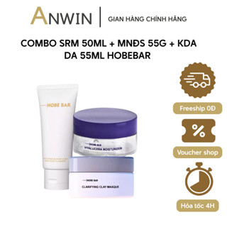 Combo 3 Bước Chăm Sóc Da HOBEBAR – Sữa Rửa Mặt 50ml + Mặt Nạ Đất Sét 55g + Kem Dưỡng Ẩm 55g