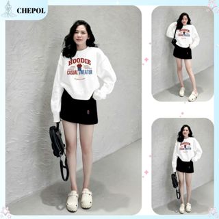 Set ( Áo Sweater + Chân Váy Nỉ Đen ) Bộ Nỉ Nữ CHEPOL Cao Cấp , Cổ Tròn ,Tay Dài, Chất Nỉ Chân Cua Co Dãn CP_xx556