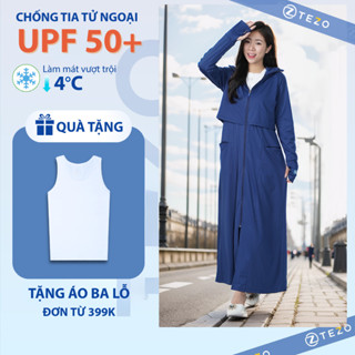 Áo chống nắng nữ dáng dài Tezo, có lớp thông hơi ở nách và lưng, co dãn thoáng mát, chống tia UV RESISTANT 25ACND010
