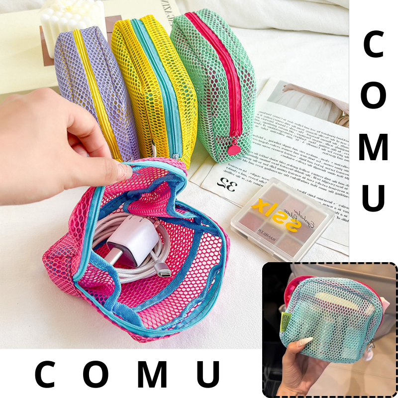 Túi Lưới Mini Đựng Mỹ Phẩm Túi Mini Du Lịch Nhỏ Gọn Cầm Tay Nhiều Màu Kèm Móc Khóa Phong Cách Hàn Quốc