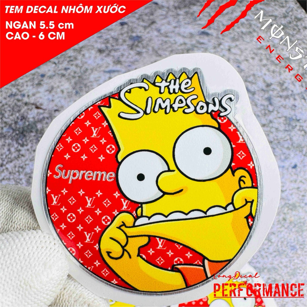 Tem dán crom xước The Simpsons mắt to ( cao 6 ngan 5.5cm)