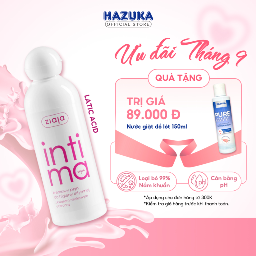 Dung Dịch Vệ Sinh Phụ Nữ Intima Ziaja Với Lactic Acid Tăng Lợi Khuẩn Khử Mùi Hôi 200ml - 500ml