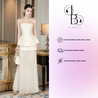 La Belle - Set Đầm maxi cúp ngực phối voan dài sang trọng – dáng ôm peplum tôn dáng - hot trend 2025