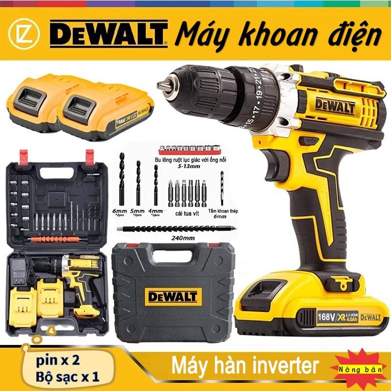 ⭐HÀNG SẴN🔥Dewalt Máy khoan không dây dùng lâu công suất mạnh không chổi than cầm dễ kèm chức năng khoan búa đập hiệu quả
