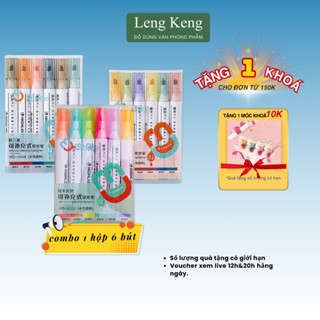 Bút dạ quang bộ 6 màu highlight pastel văn phòng phẩm Leng Keng đánh dấu nhớ dòng HP7251
