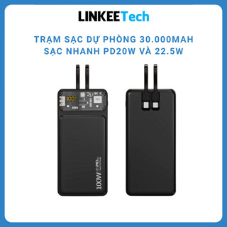 Sạc dự phòng 20000mah 30000mah công suất nhanh 100w dung lượng pin lớn có sẵn dây cho điện thoại
