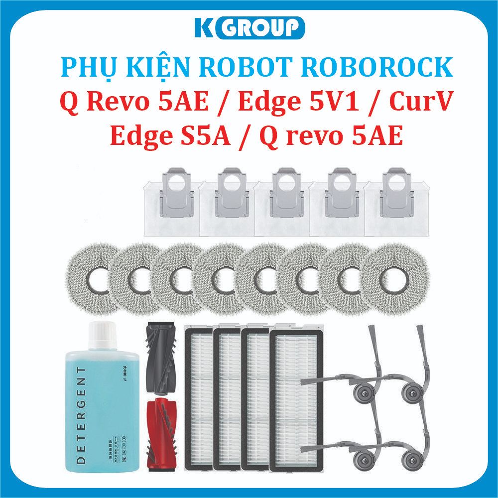 Phụ kiện Robot hút bụi Roborock Q Revo 5AE, Edge 5V1, S5A, Lọc hepa , Khăn, Chổi giữa, Chổi cạnh, Túi rác