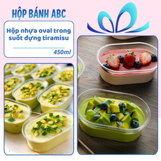  Set 50-100 Hộp oval 450ml đựng tiramisu - Hộp đựng bánh lạnh rau câu bánh kem 450ml HN21 
