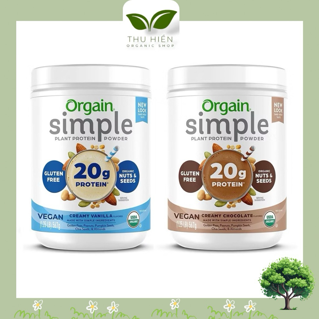 Bột protein thuần chay hữu cơ Orgain Simple- 567g-Plant Protein Powder.