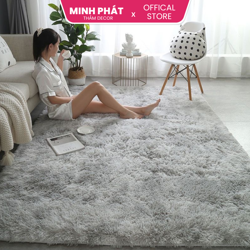 Thảm lông loang trải sàn, thảm trải sofa phòng khách phòng ngủ cỡ 1mx1m6 và 1m6x2m decor P17