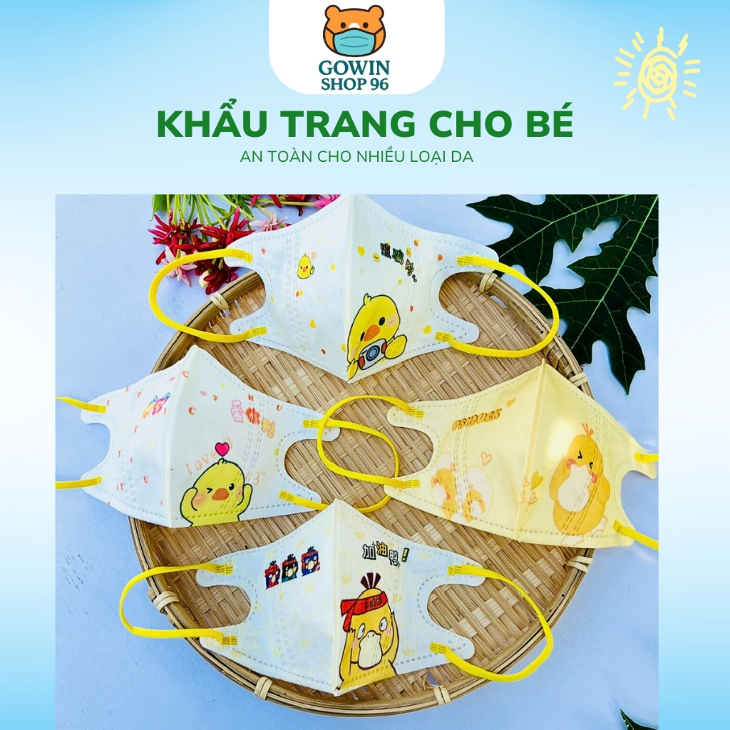 [0-8 tuổi]com bo 10/ 50 chiếc khẩu trang 5d lụa cao cập cho bé mềm mại quai đeo co giãn tốt, không m
