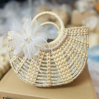  Túi lục bình rẻ quạt bán nguyệt đan thủ công cầm tay đi chơi ,lễ tiệc có size cho mẹ và bé 