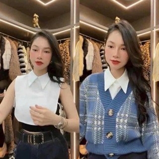  Áo cổ sen sơ mi giả mặc phối với áo len áo khoác áo cotton  pc Hàn Quốc đi chơi đi học đi làm 