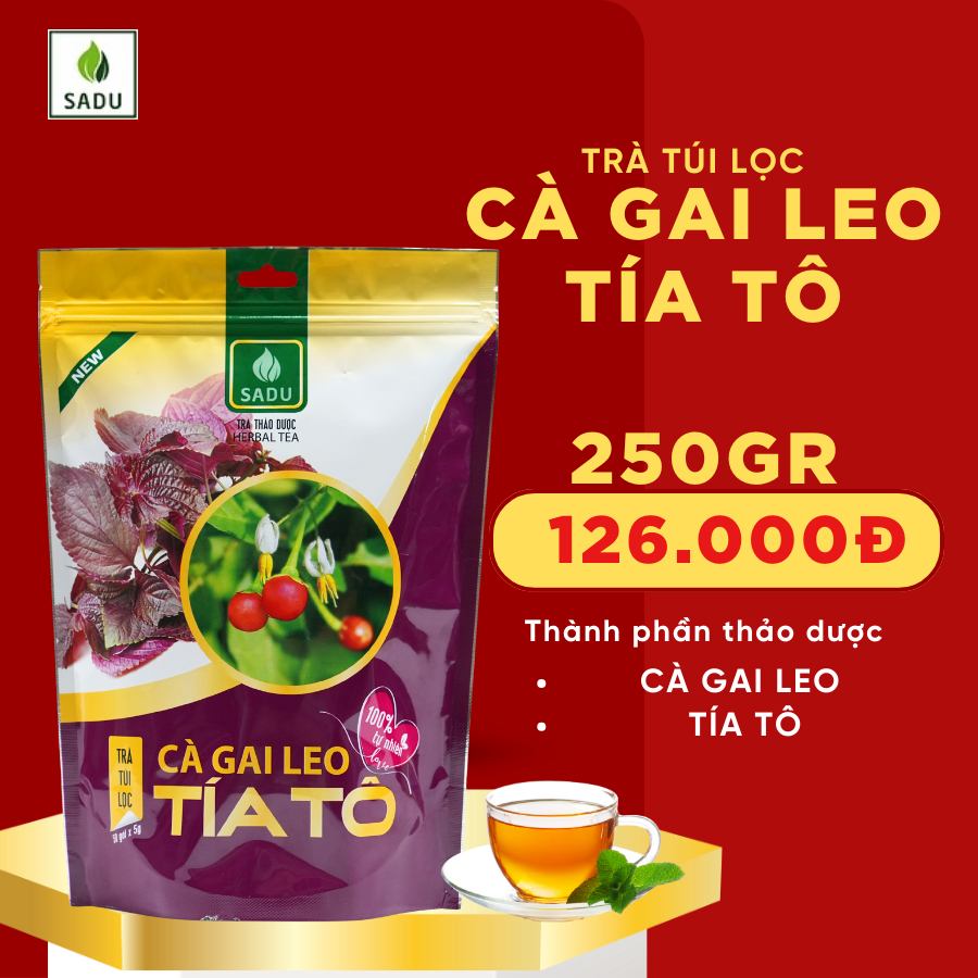 Trà túi lọc cà gai leo tía tô - Sadu thanh nhiệt mát gan, thanh lọc cơ thể,thư giãn tinh thần,sáng da