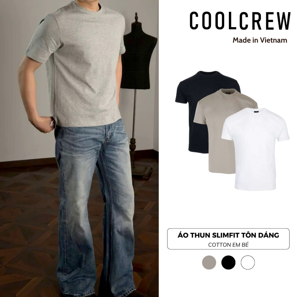 Áo Thun Slimfit Tôn Dáng 𝐂𝐎𝐎𝐋𝐂𝐑𝐄𝐖 Chất Cotton Em Bé Mềm Mịn Co Giãn Phong Cách Thể Thao Năng Động ATN054 | BigBuy360 - bigbuy360.vn