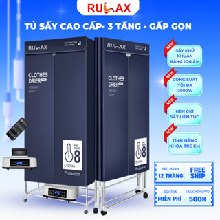 Tủ Sấy Quần Áo RULAX 3 Tầng, Sấy Được 30kg, Có Thể Gấp Gọn Đa Năng, Có Điều Khiển Từ Xa|BH 12 Tháng|