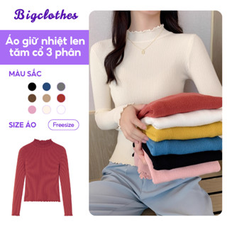  Áo Len Tăm Giữ Nhiệt Nữ BigClothes Áo Thu Đông Viền Lượn Sóng Cổ 3 Phân Len Dệt Kim A110 