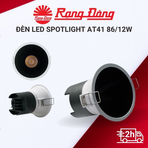 Đèn LED Spotlight Rạng Đông AT41 86/12W sử dụng chip LED COB, có tuổi thọ cao phù hợp cho không gian