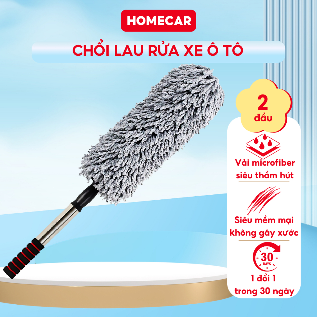 Chổi Cọ Rửa Xe Ô Tô Cán Dài Lông Mềm Chống Xước Vệ Sinh Xe Hơi Dễ Dàng