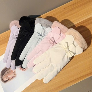  Găng tay nữ mùa đông ấm áp bao tay phao mix nơ thời trang nhiều màu pastel Bluehope sử dụng được điện thoại GP01 