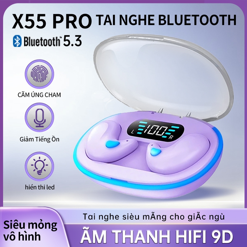 Tai nghe Mini X55 PRO Bluetooth 5.3 X55 Stereo HIFI 9D Hiệu ứng âm thanh Giảm tiếng ồn