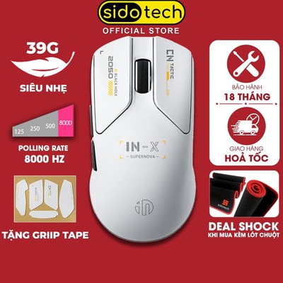 Chuột không dây gaming 8KHZ SIDOTECH INPHIC INX pin sạc siêu nhẹ PWA3950 game FPS có app wireless