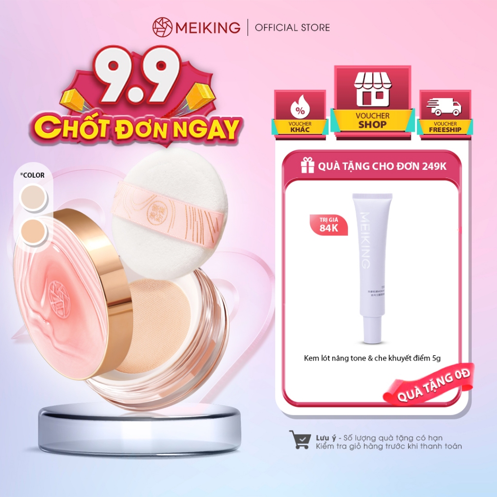【CHÍNH HÃNG Phấn Phủ Hoa Hồng MEIKING Kiềm Dầu Chống Nước Chống Mồ Hôi Lâu Trôi Độ Che Phủ Cao 7G
