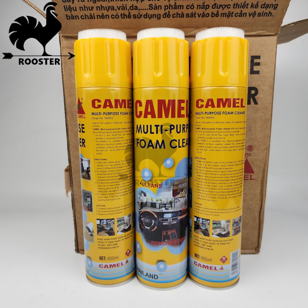 Chai xịt bọt vệ sinh đa năng nội thất, ghế da, trần nỉ ô tô DYRAMID / CAMEL/ Foam Cleaner/ Multi Purpose (650ml)