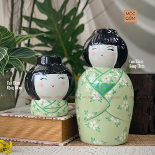  Tượng búp bê ống tiết kiệm gốm sứ Bát Tràng BlissHome vé tay thủ công xinh xắn phong cách Nhật Bản 