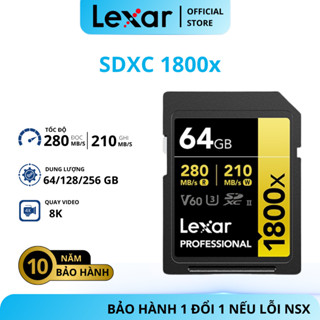 Thẻ nhớ Lexar SDXC Professional UHS-II 1800x 64GB 128GB 256GB, tốc độ 280MB/s cho máy ảnh, máy quay
