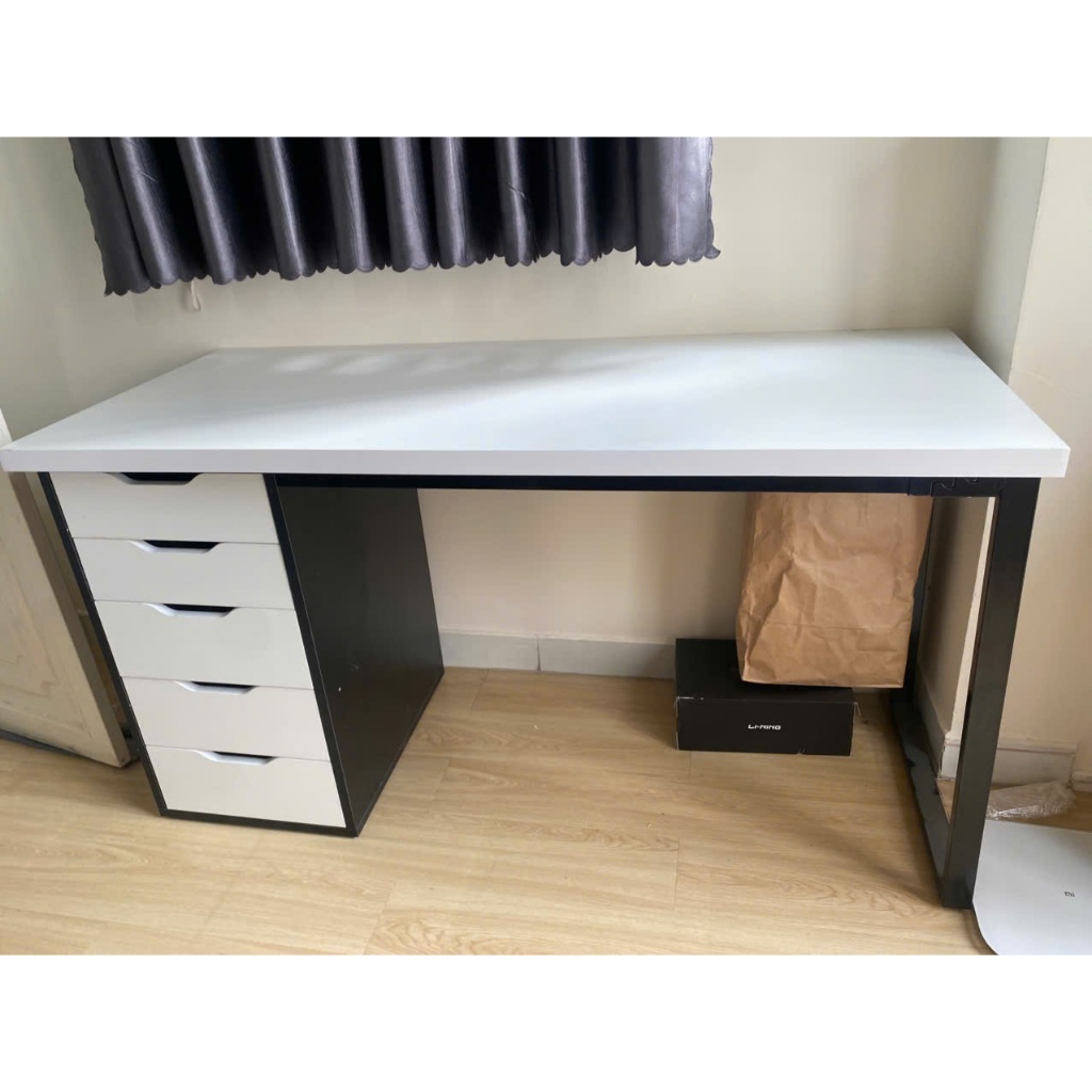 ( CỒNG KỀNH ĐI TỈNH) bàn ikea 5 ngăn kiểu gaming decor, kích thước 1m-1m6 gắn được arm chắc chắn không rung lắc | BigBuy360 - bigbuy360.vn