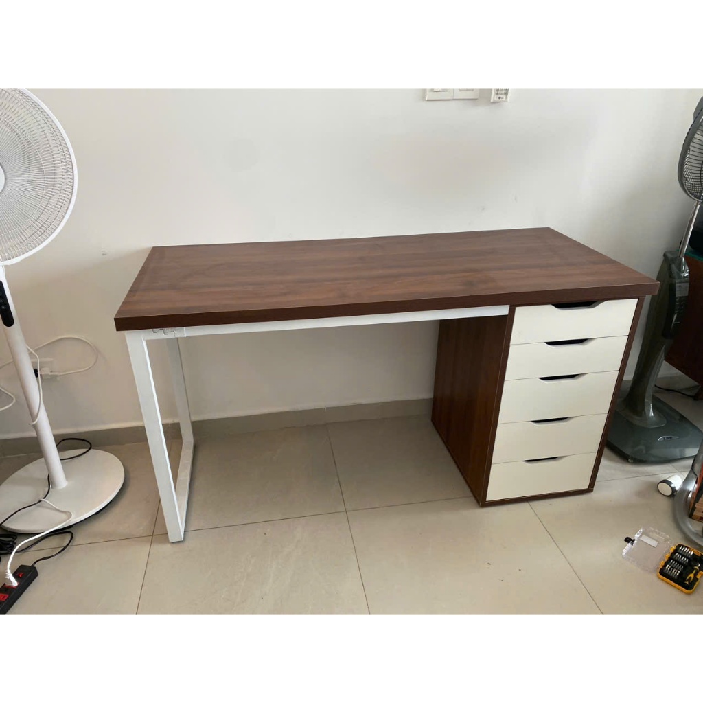 ( CỒNG KỀNH ĐI TỈNH) bàn ikea 5 ngăn kiểu gaming decor, kích thước 1m-1m6 gắn được arm chắc chắn không rung lắc | BigBuy360 - bigbuy360.vn
