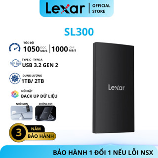 Ổ cứng di động Lexar SL300 Portable SSD 1TB/ 2TB, nhỏ gọn, tốc độ đọc 1050Mb/s, ghi 1000Mb/s, BH 3 năm