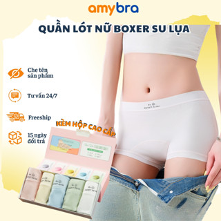 [SET 5 QUẦN] Quần Lót Đùi Nữ Dáng Boxer, Quần Chip Nữ Mặc Váy Su Lạnh Mềm Mại Không Lộ AMYBRA