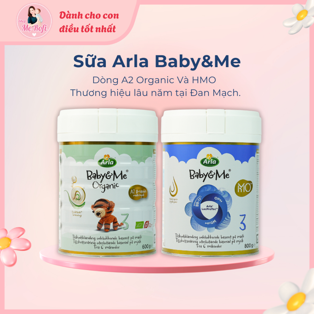 ( Voucher 80k) Sữa Arla HMO 800gr ,Sữa Arla Organic A2 600gr Baby&me đủ số 1, 2, 3 - Mẹ Rofi