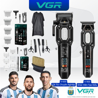   Bộ 2 Máy Cắt Tóc VGR V-600 & V-900  Tông Đơ Chuyên Nghiệp Pin 2000mAh Màn Hình LED Động Cơ 7000RPM Phụ Kiện Đầy Đủ 
