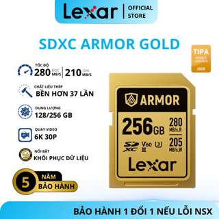 Thẻ nhớ Lexar ARMOR GOLD SDXC UHS-II thép không gỉ, chống nước, chống sốc, siêu bền