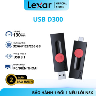  USB Lexar D300 32GB  64GB  128GB  256GB Chuẩn USB 3.2 Tốc độ đọc 130Mb s Chất liệu nhựa giảm nhiệt BH 2 năm 