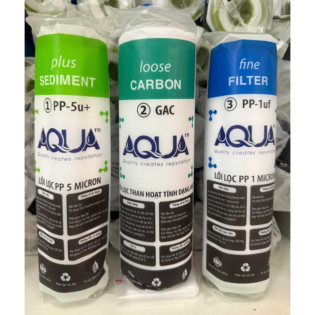 Bộ Lõi Lọc Nước Aqua Số 123 Chính Hãng - Đảm Bảo Chất Lượng Nước Uống"