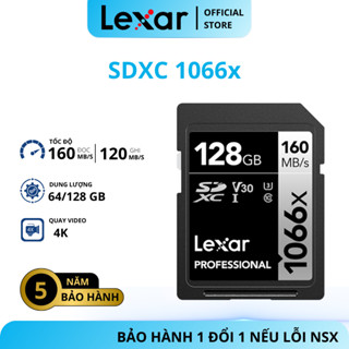 Thẻ nhớ Lexar 1066x SDXC UHS-I Professional 64GB/ 128GB, tốc độ đọc 160Mb/s, Bảo hành 5 năm