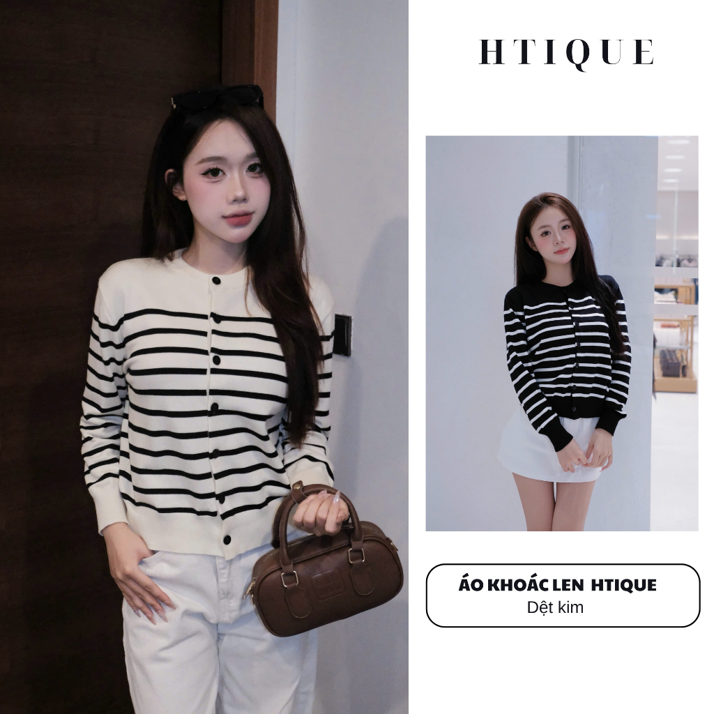 (BST thu đông HTIQUE) DEAL mở bán  Áo Len Thu Đông Cardigan Sọc Basic,Áo khoác len cardigan siêu nhẹ