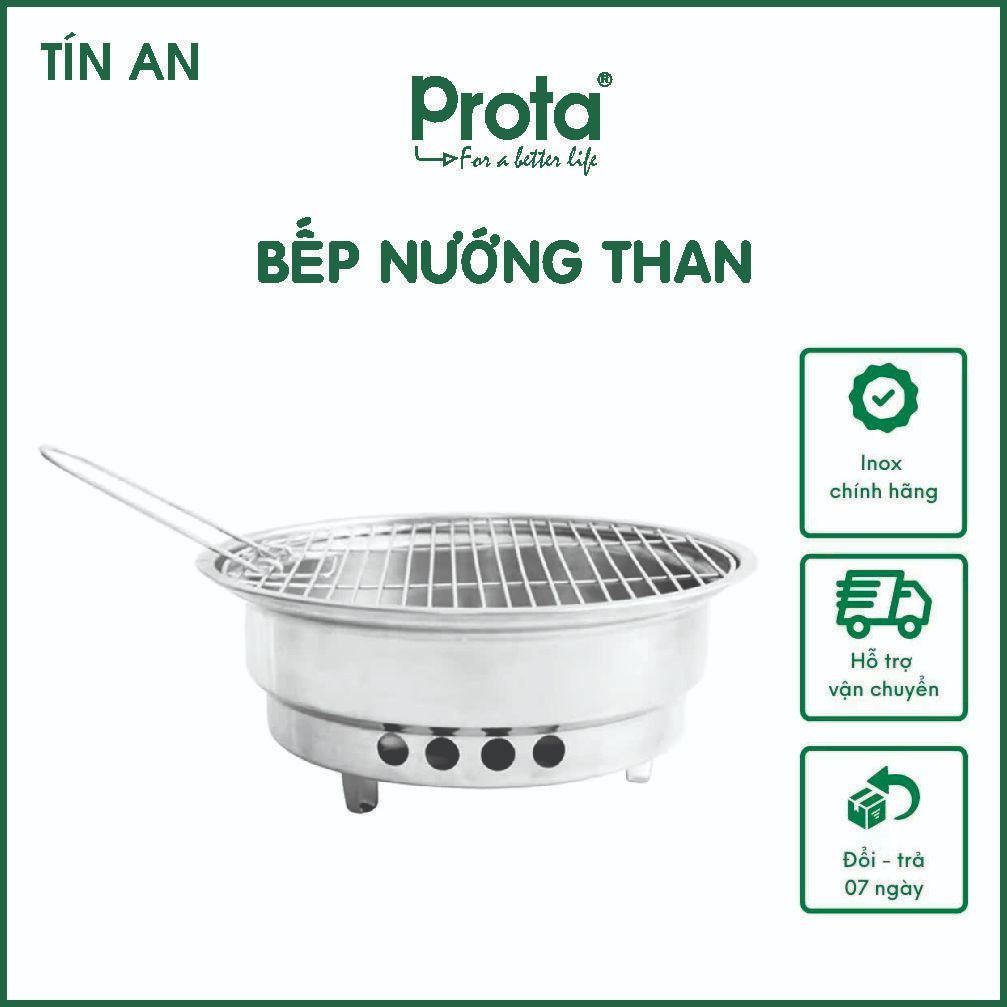 [CHÍNH HÃNG] Bếp nướng than inox kèm vĩ nướng Prota tiện dụng - Cam kết 1 đổi 1- Chất lượng cao
