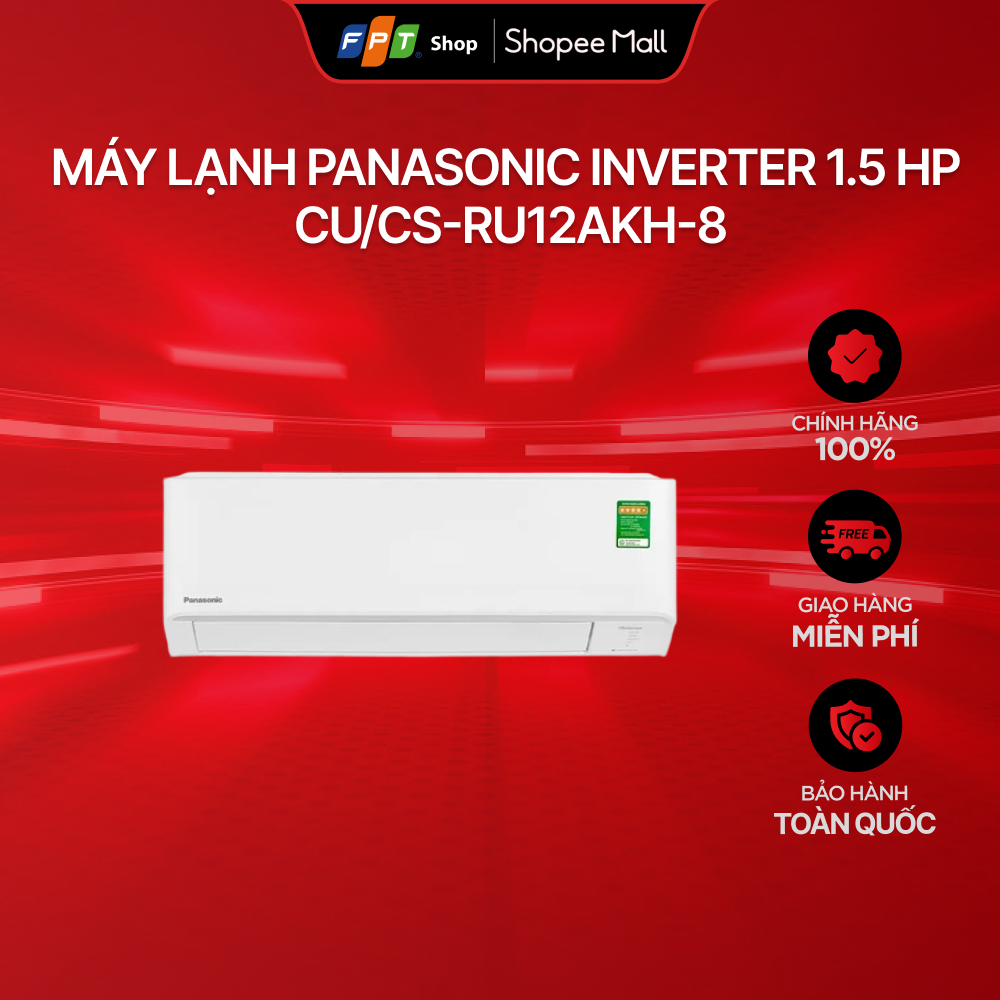 Máy lạnh Panasonic Inverter 1.5 HP CU/CS-RU12AKH-8