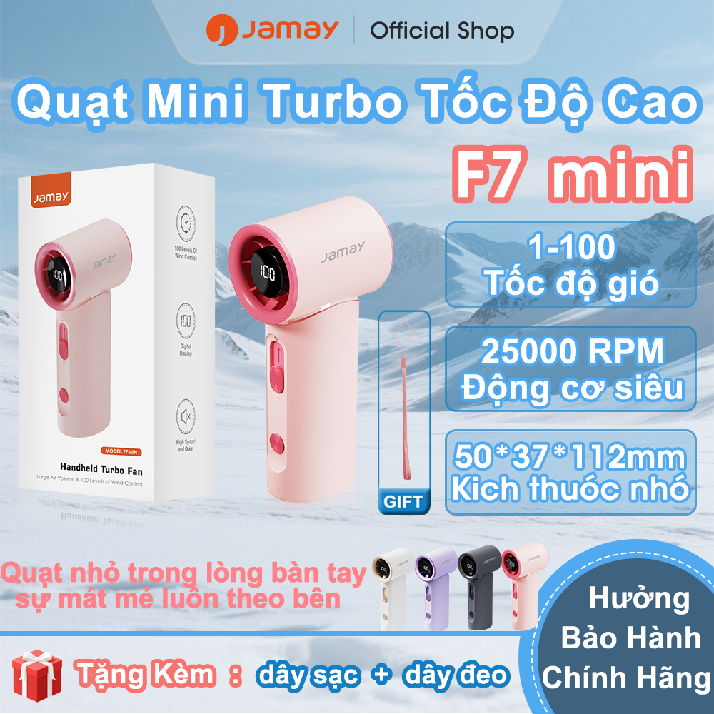 JAMAY Quạt cầm tay bỏ túi 25000 vòng/phút tản nhiệt nhanh màn hình kỹ thuật số thời tiết nóng bức th